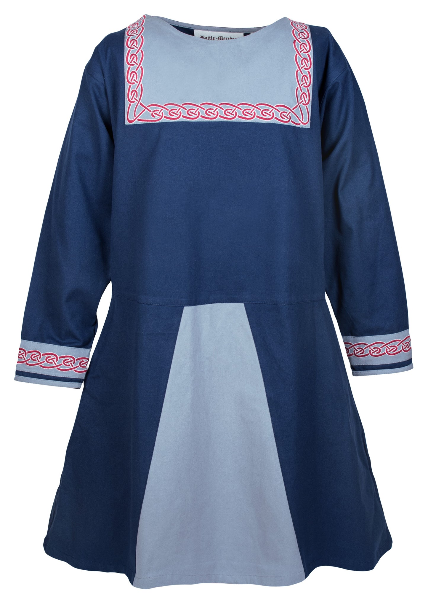Wikinger Tunika mit Stickerei, blau