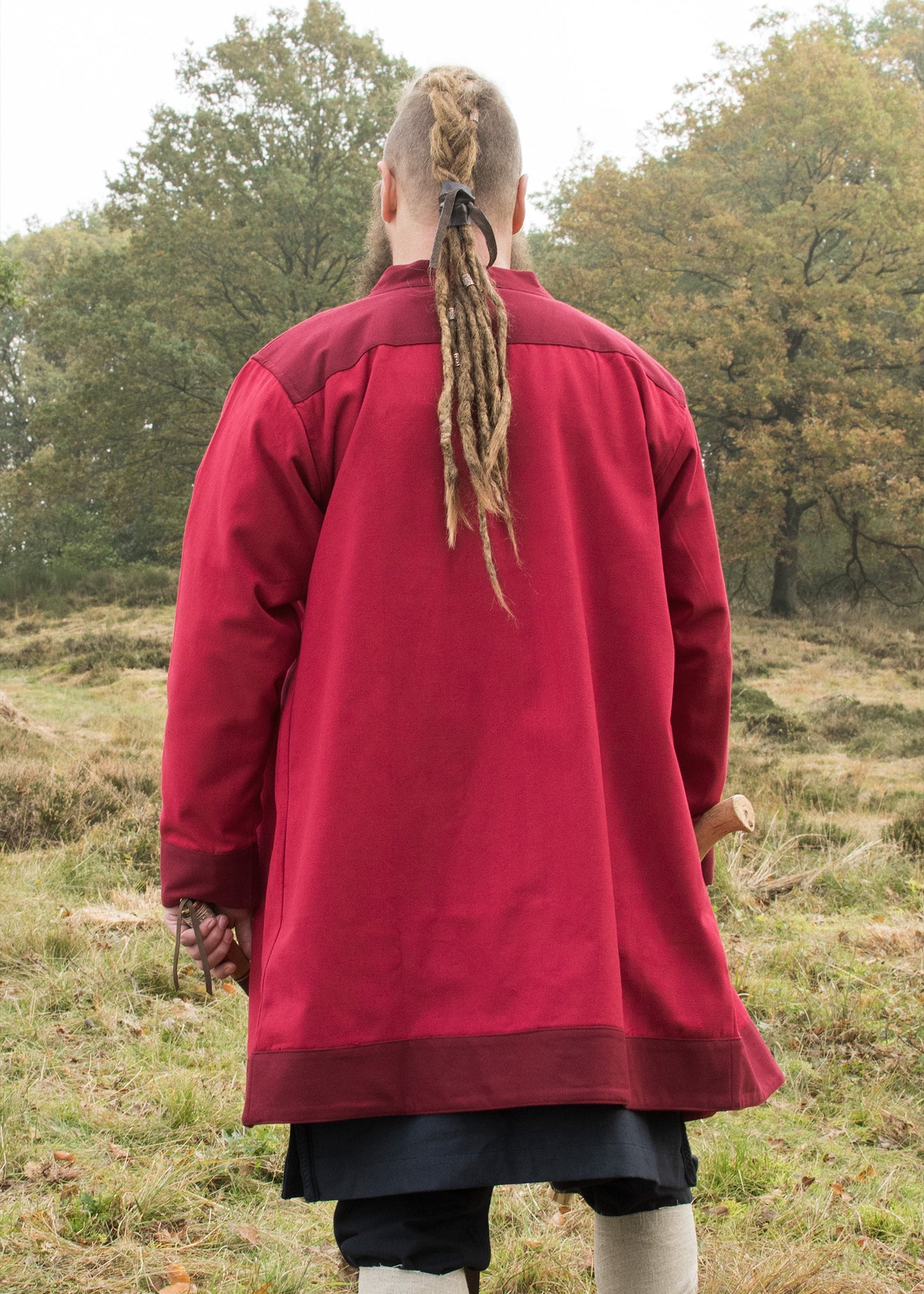 Klappenrock, Wikinger-Mantel mit Borte, rot