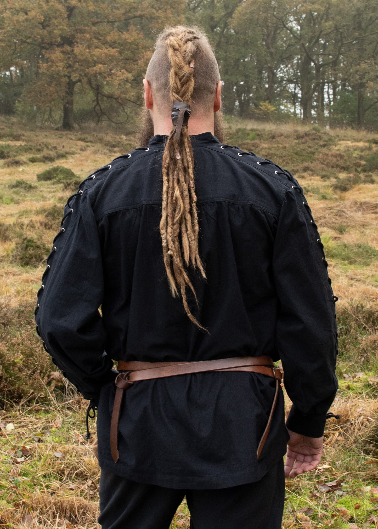 Mittelalter Hemd mit Schnürung, schwarz