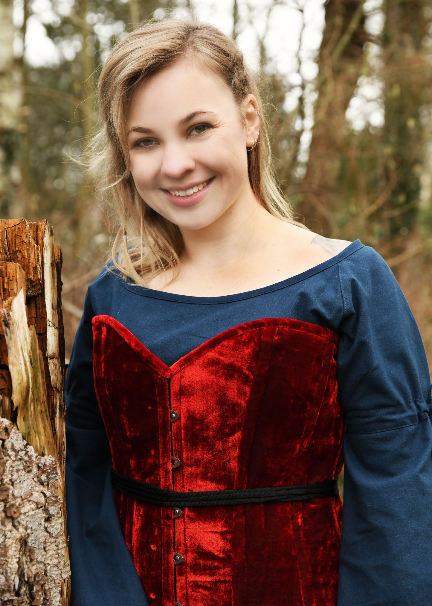 Fantasy Vollbrust Corsage aus Samt rot
