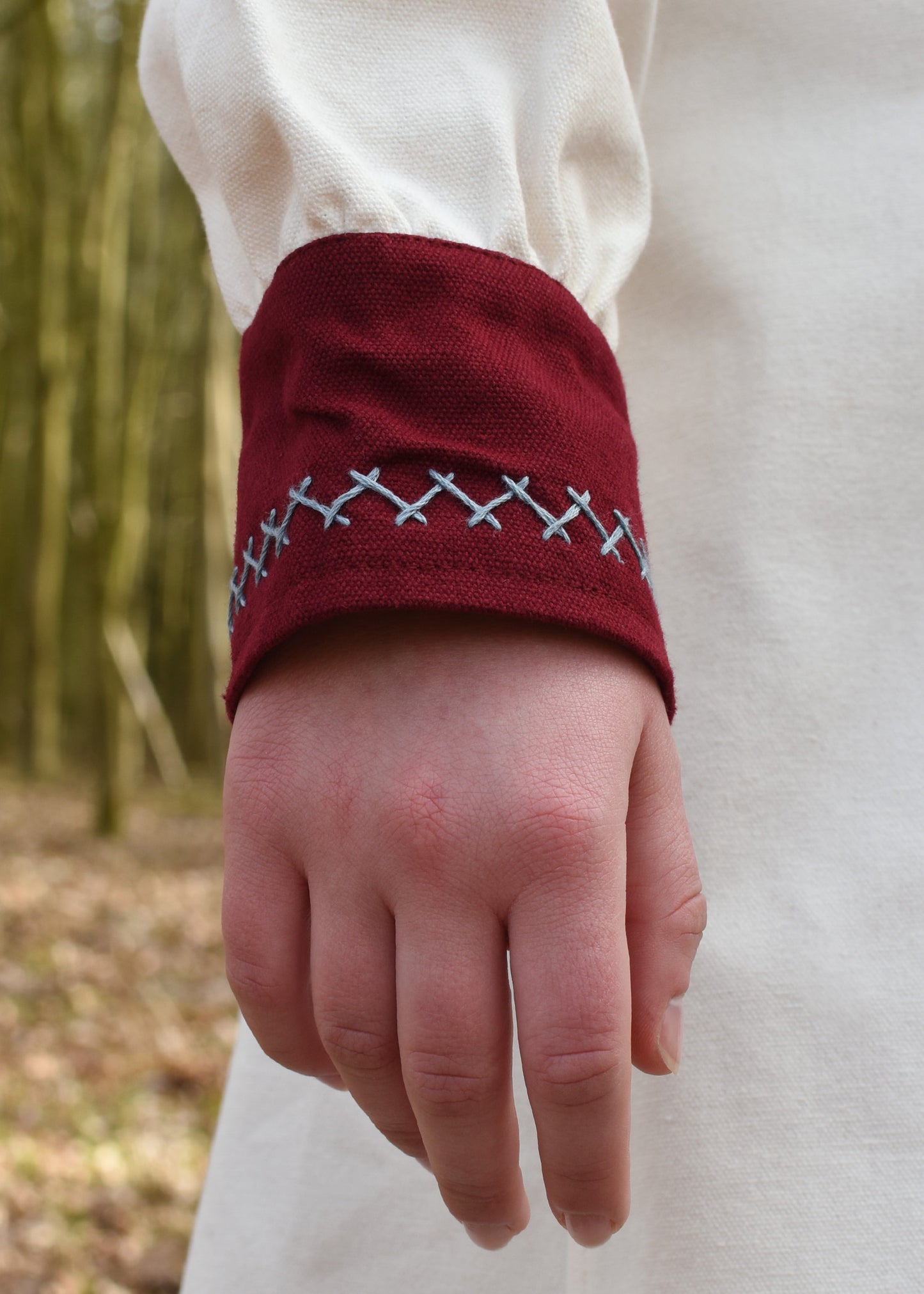 Wikinger Kleid , natur/weinrot