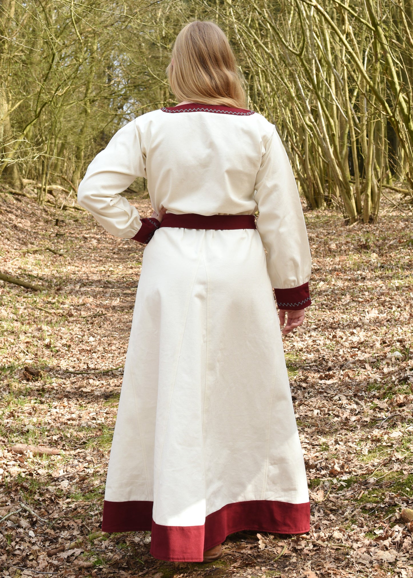 Wikinger Kleid , natur/weinrot