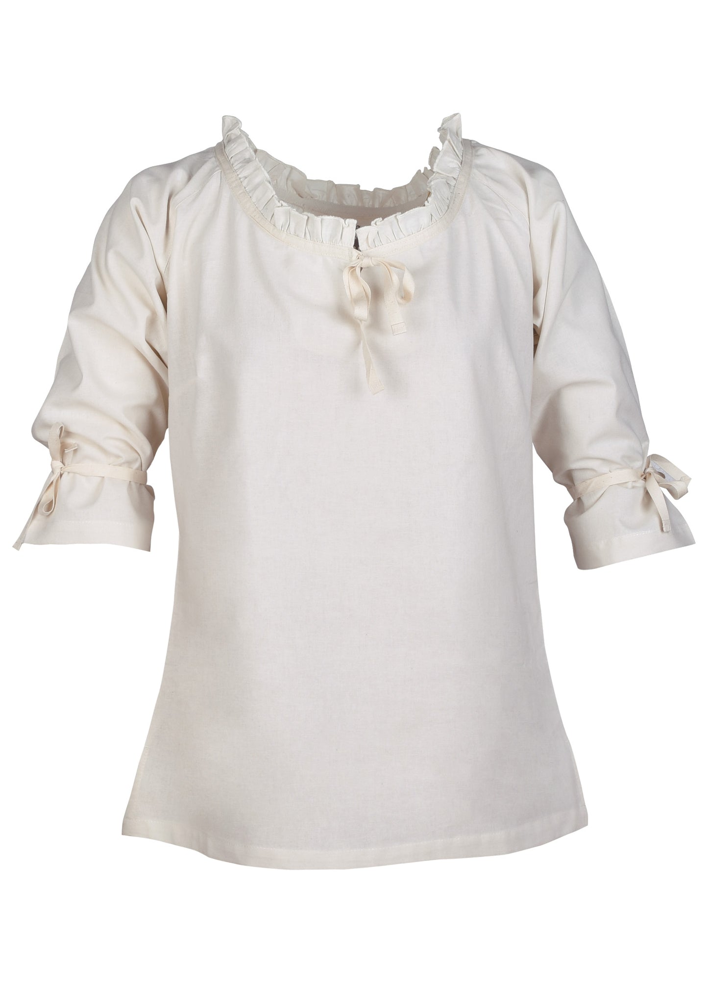 Mittelalter Bluse mit 3/4 Arm, natur
