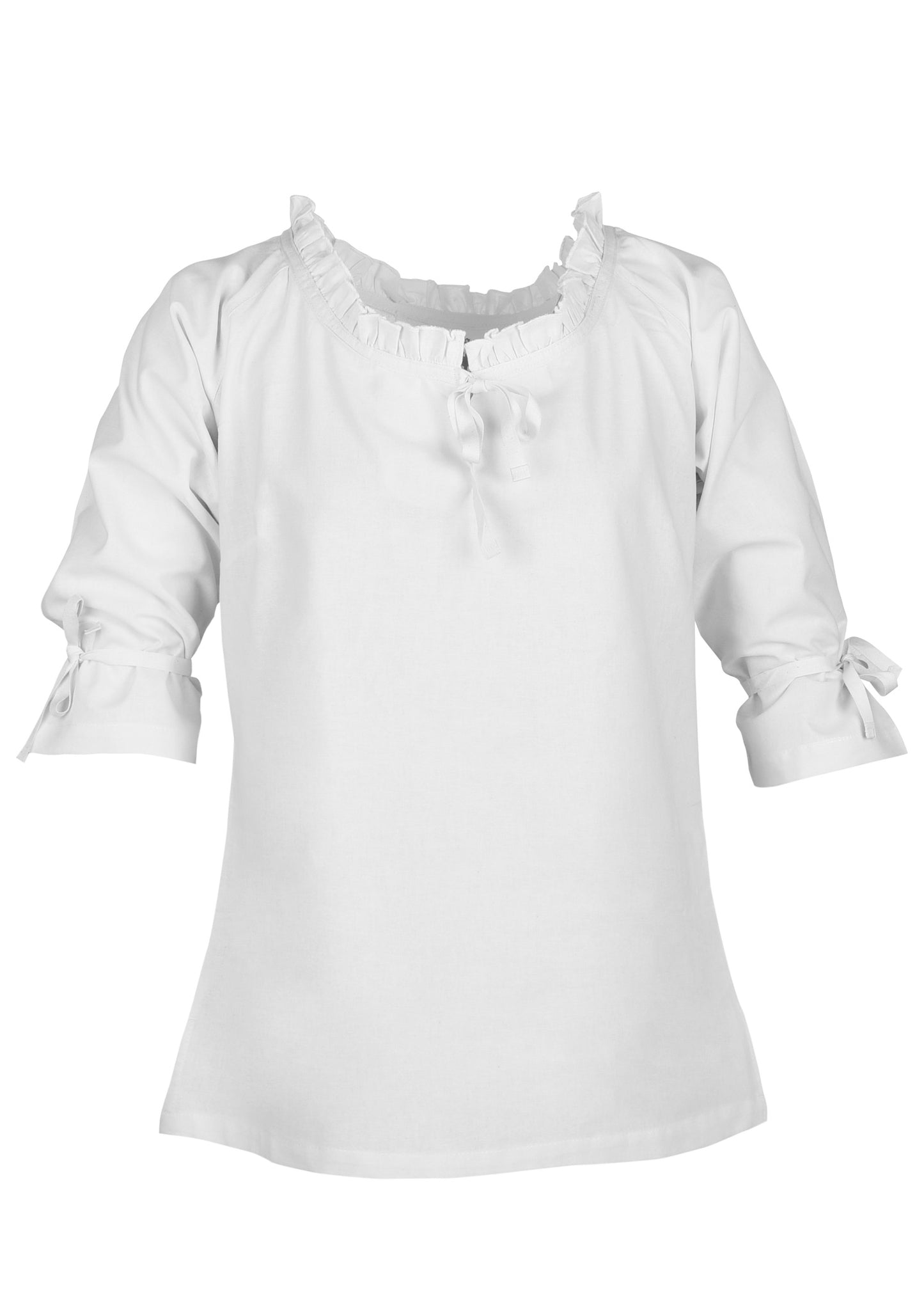 Mittelalter Bluse mit 3/4 Arm, weiß