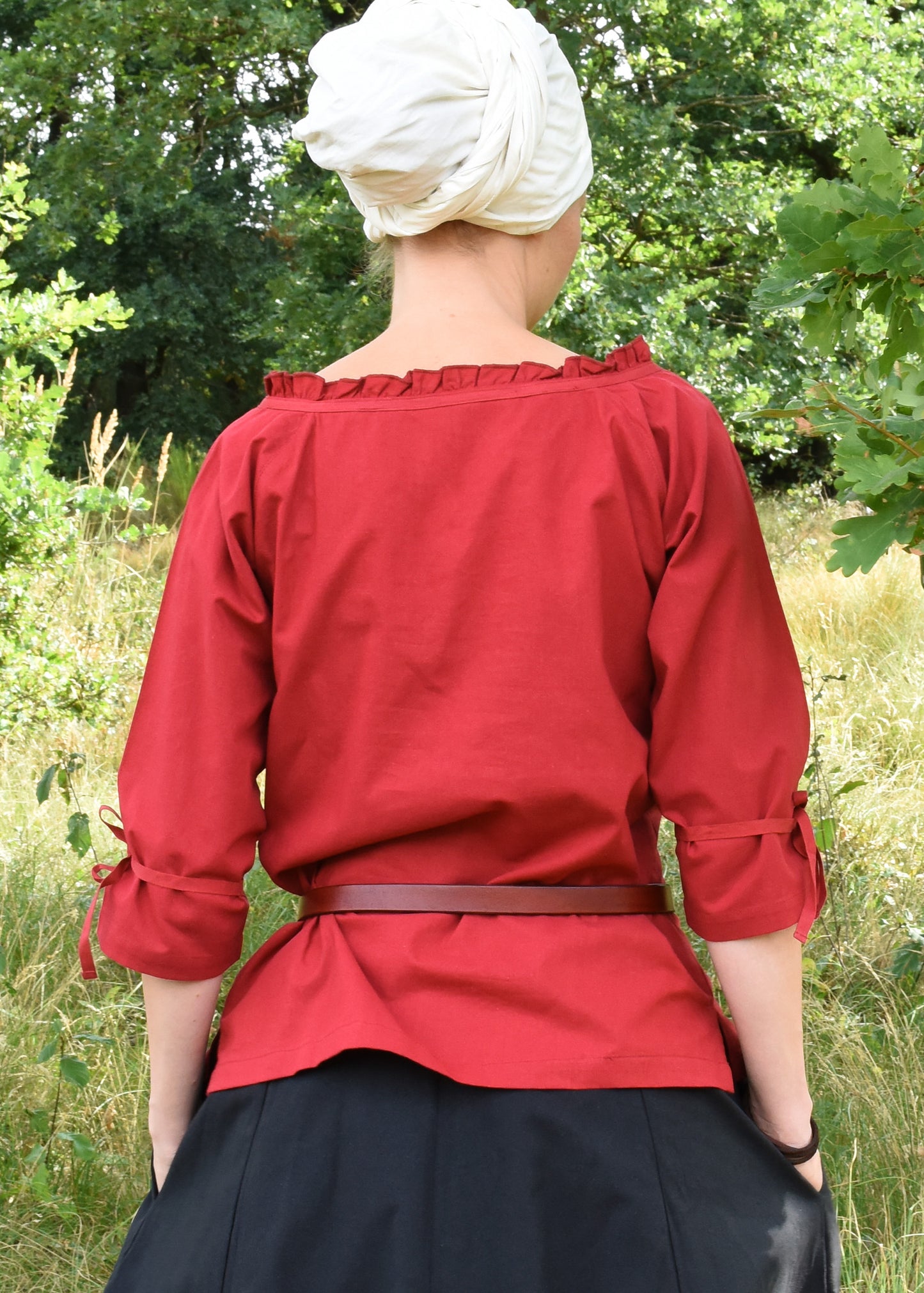 Mittelalter Bluse mit 3/4 Arm, rot