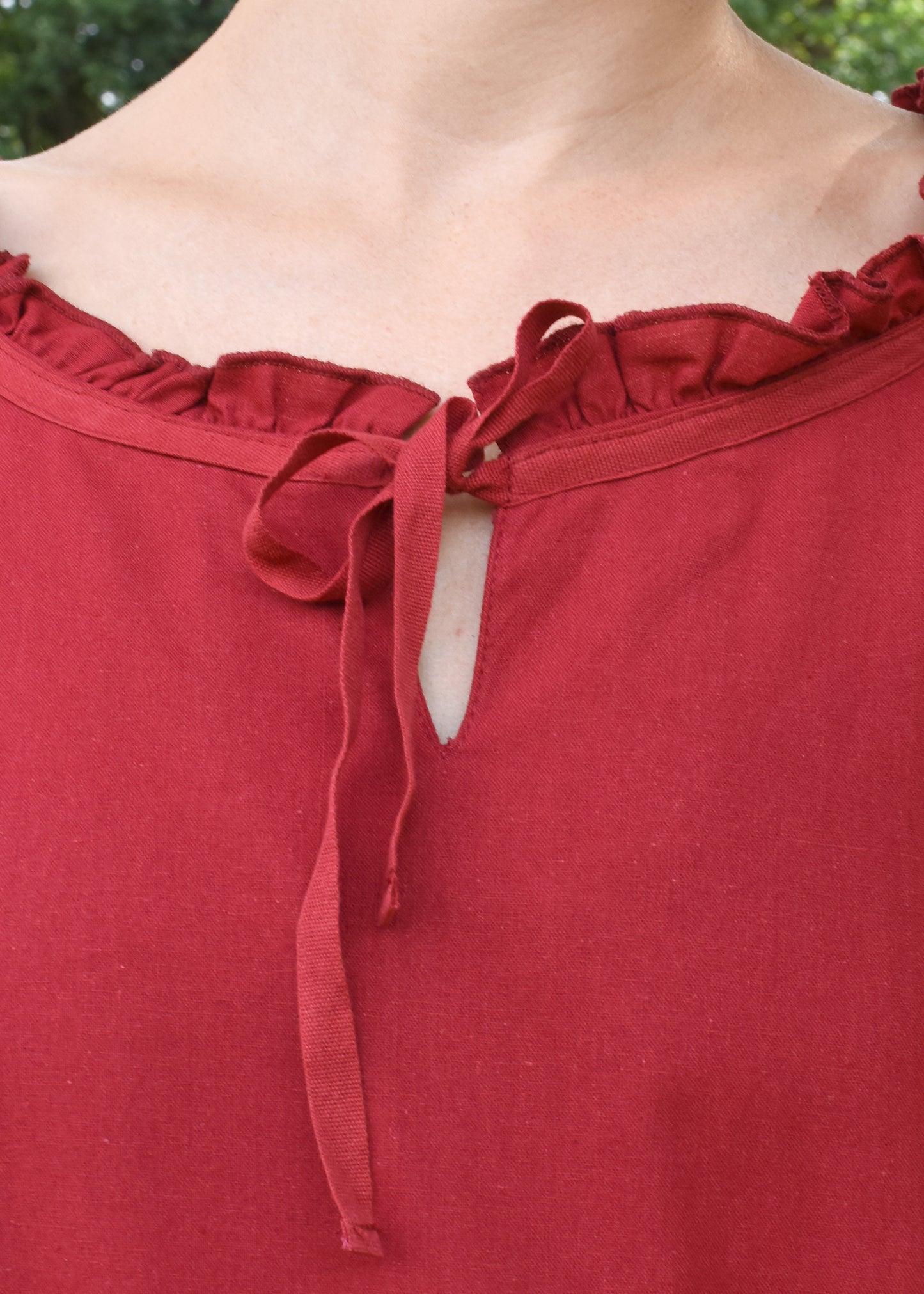 Mittelalter Bluse mit 3/4 Arm, rot