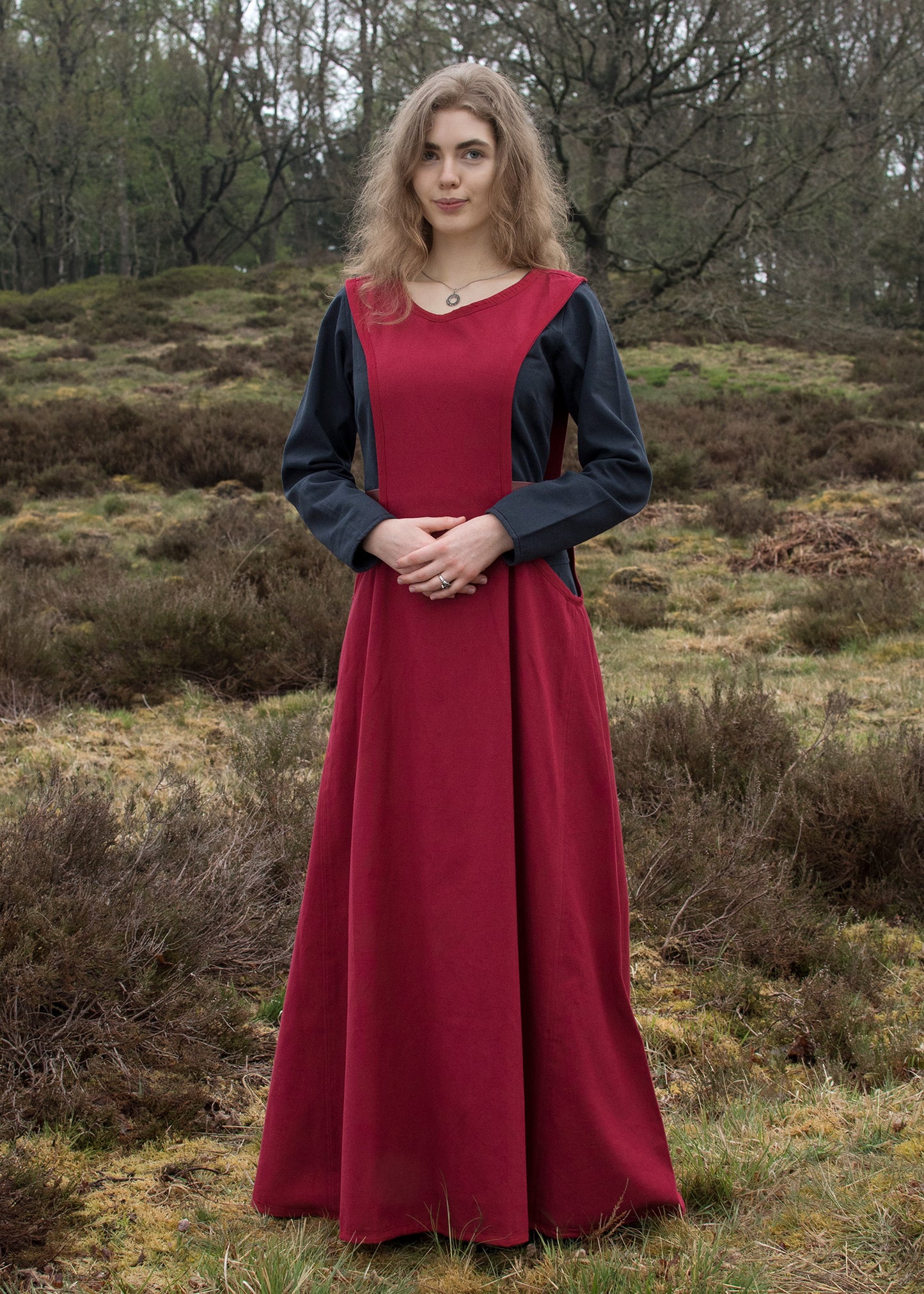 Mittelalter-Überkleid, Surcot, rot
