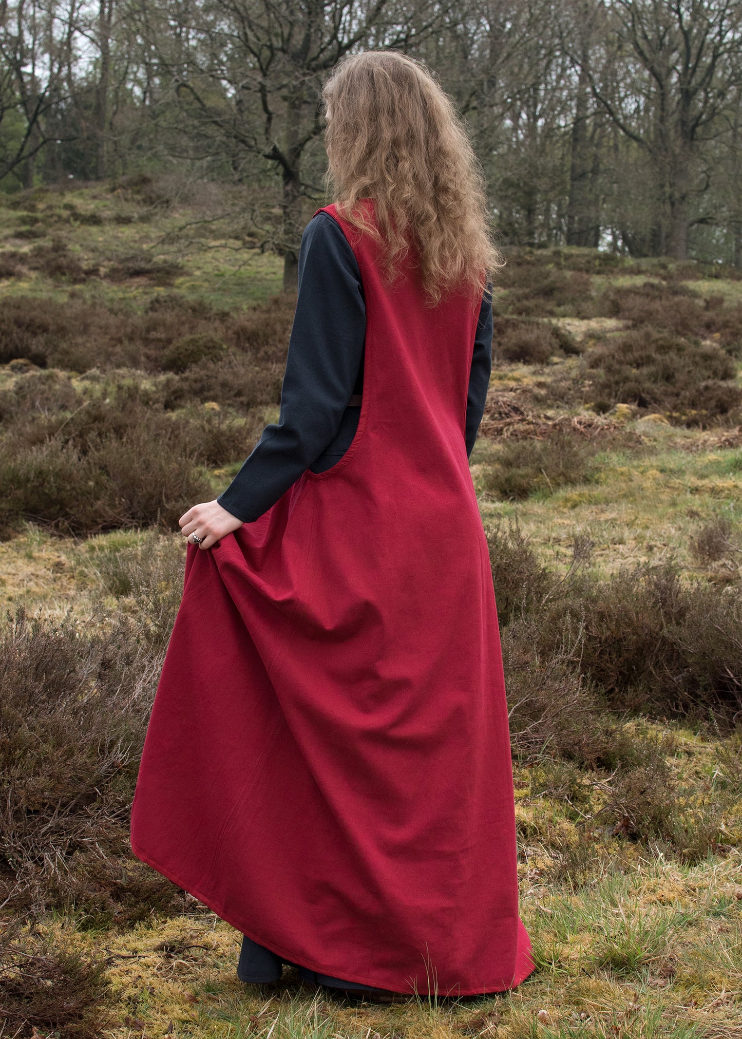 Mittelalter-Überkleid, Surcot, rot
