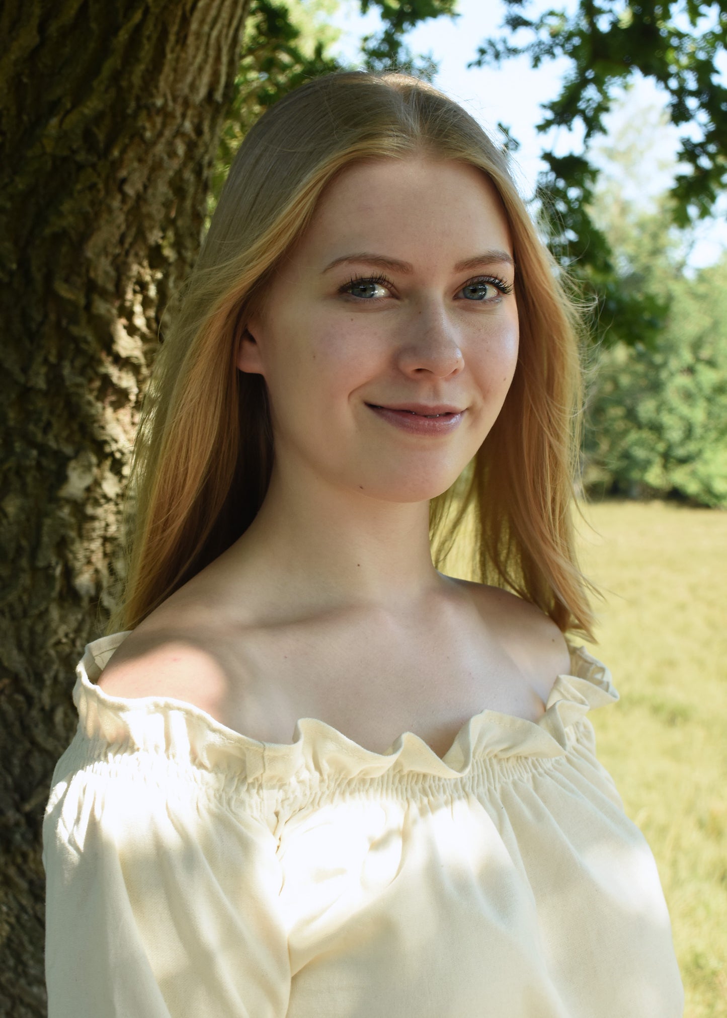 Mittelalter Bluse, schulterfrei, natur