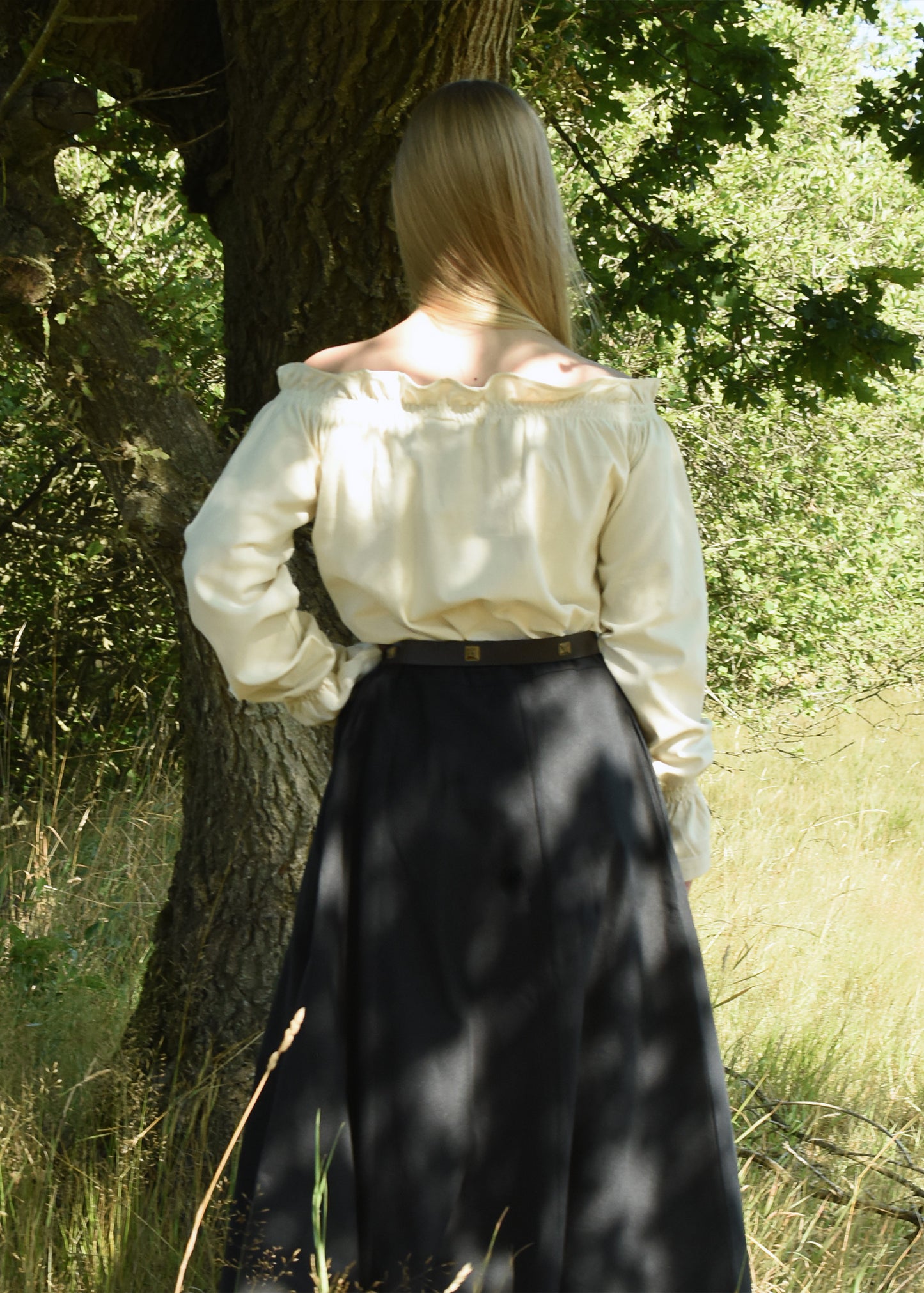 Mittelalter Bluse, schulterfrei, natur