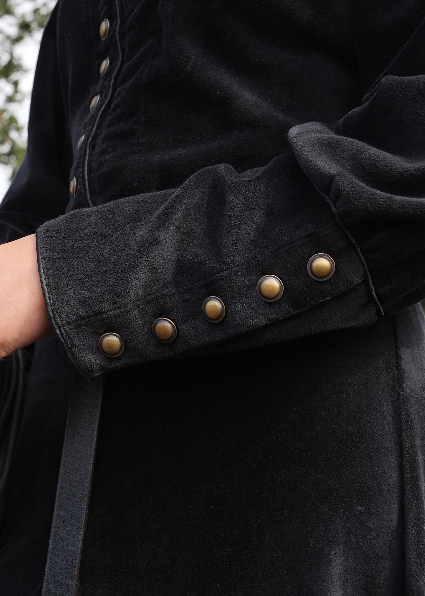 Cotehardie aus Samt, Mittelalterkleid, schwarz