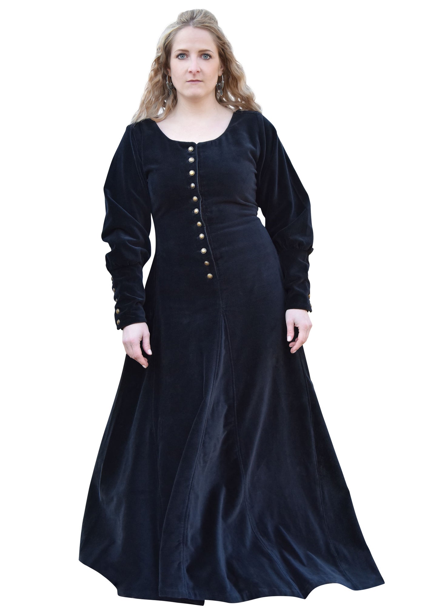 Cotehardie aus Samt, Mittelalterkleid, schwarz