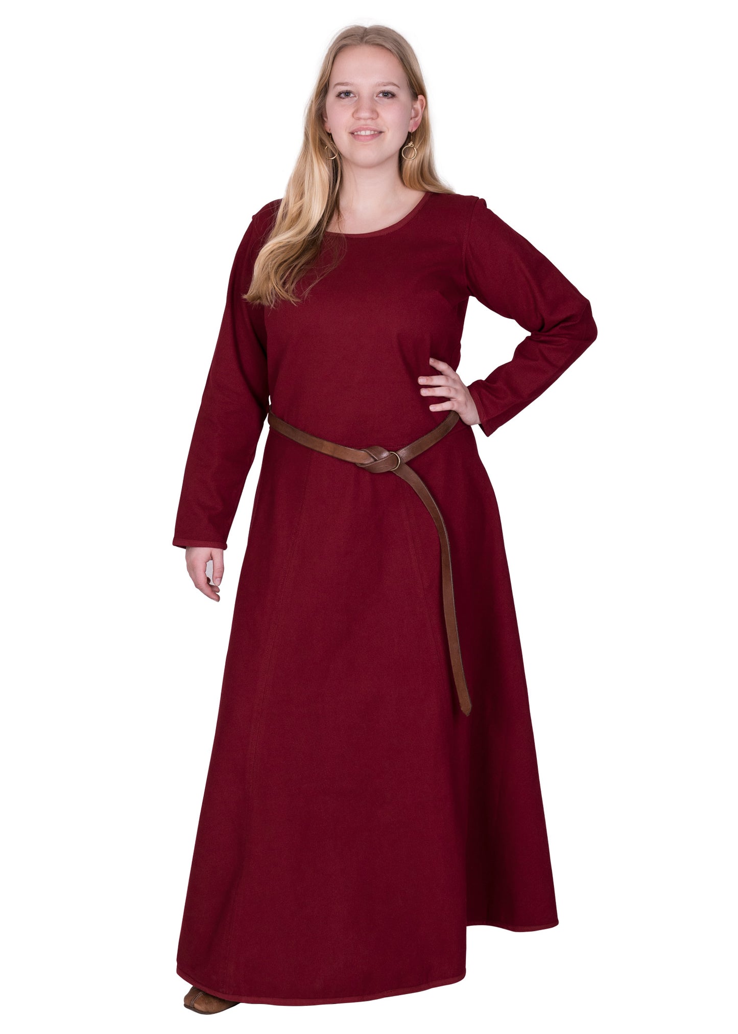 Schlichtes Mittelalterkleid aus festem Canvas, weinrot