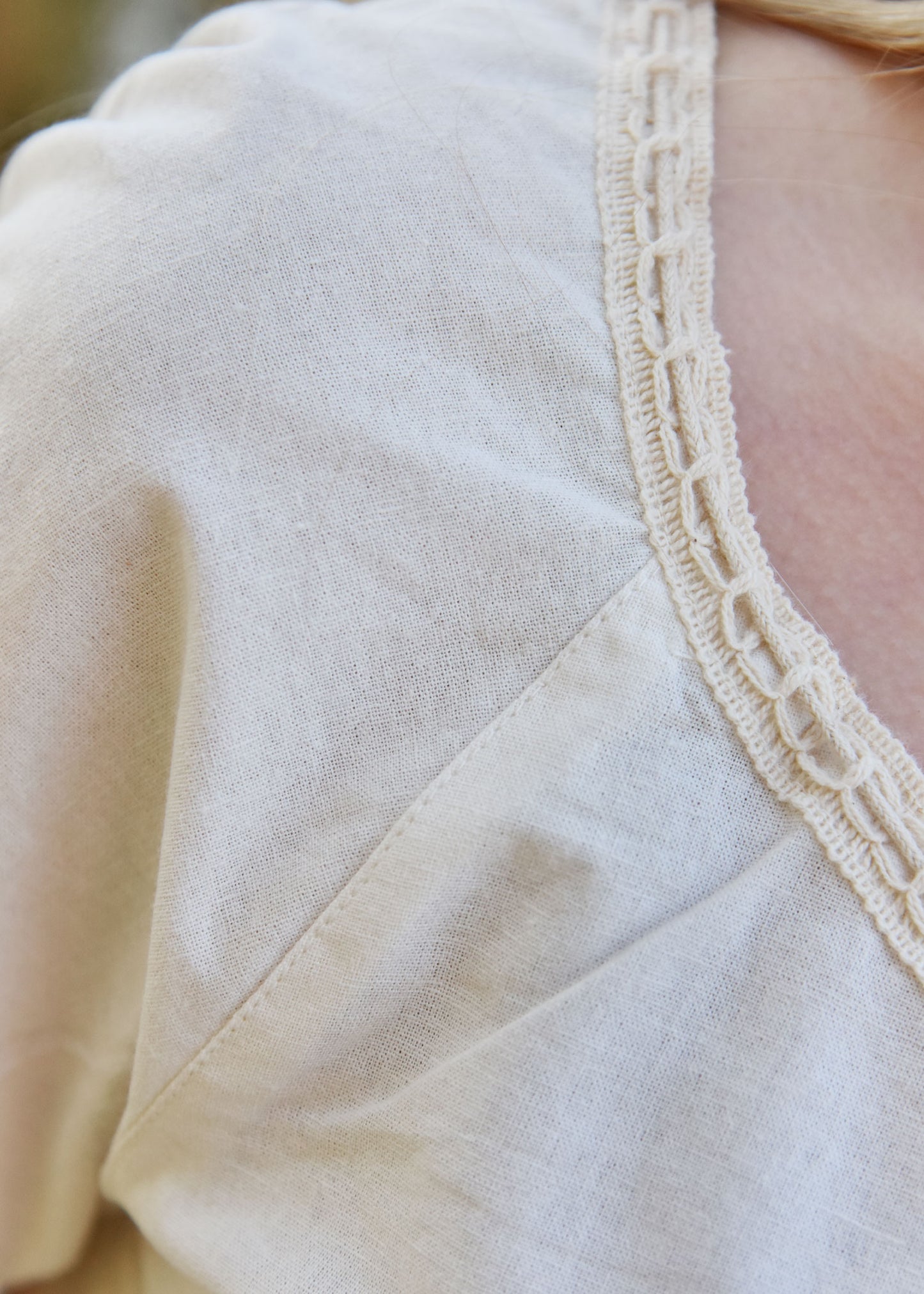 Mittelalterliche Kurzarm Bluse, natur