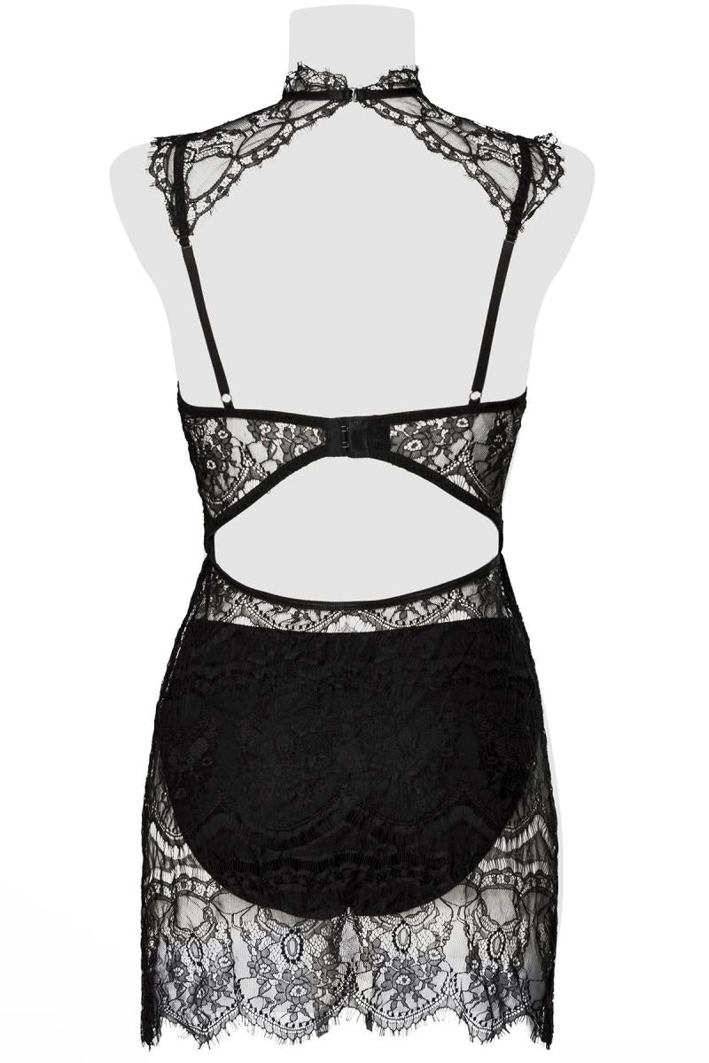 schwarzes Spitzen Negligé 15310 von Grey Velvet S- XL