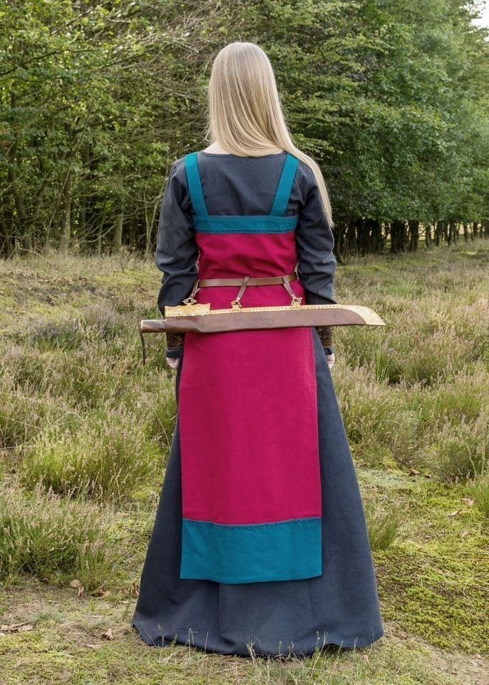 Wikinger Trägerkleid / Schürzenkleid mit Stickerei, rot