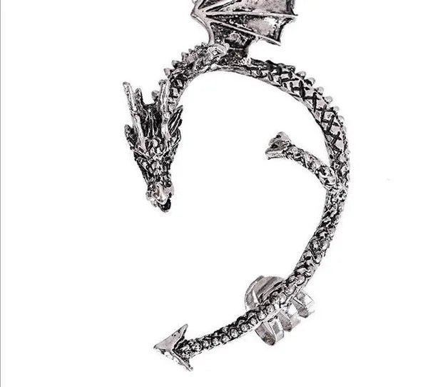 Drachen Ohrring Ohrwrap in Schwarz oder Silber