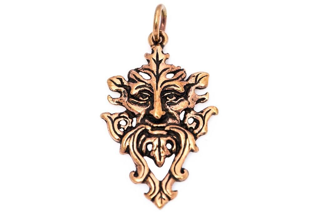 Irischer Green Man, Gott des Waldes Bronze Anhänger