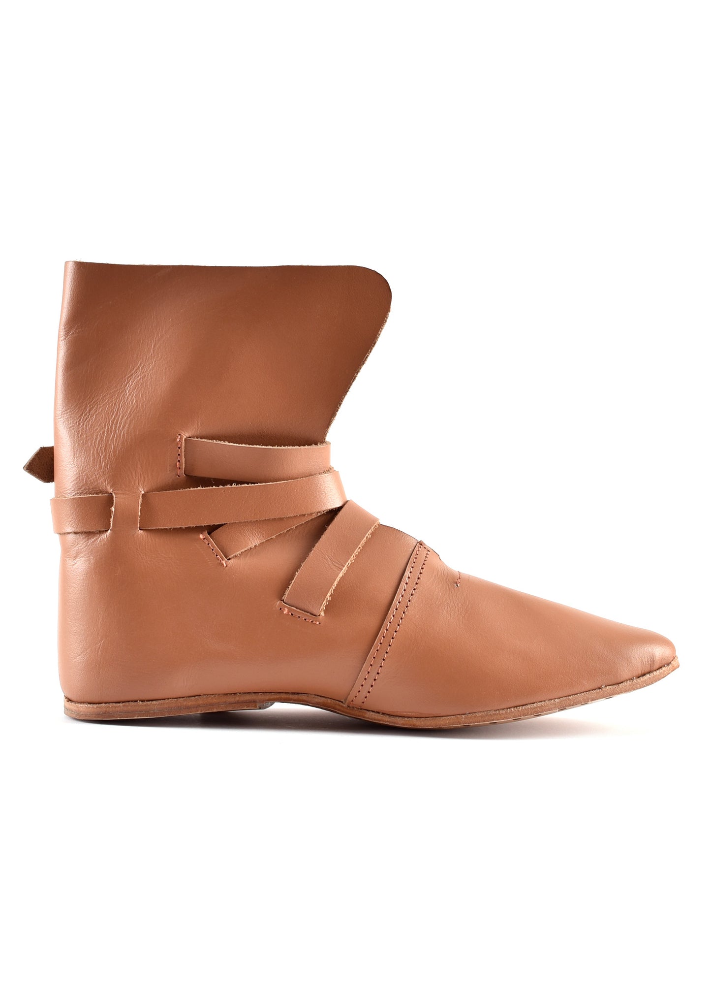 Spätmittelalterlicher Schnallenschuh, hellbraun