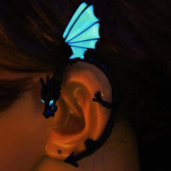 Nacht – Leuchtender Drachenohrring Ohrwrap GLOW in the DARK Drachen
