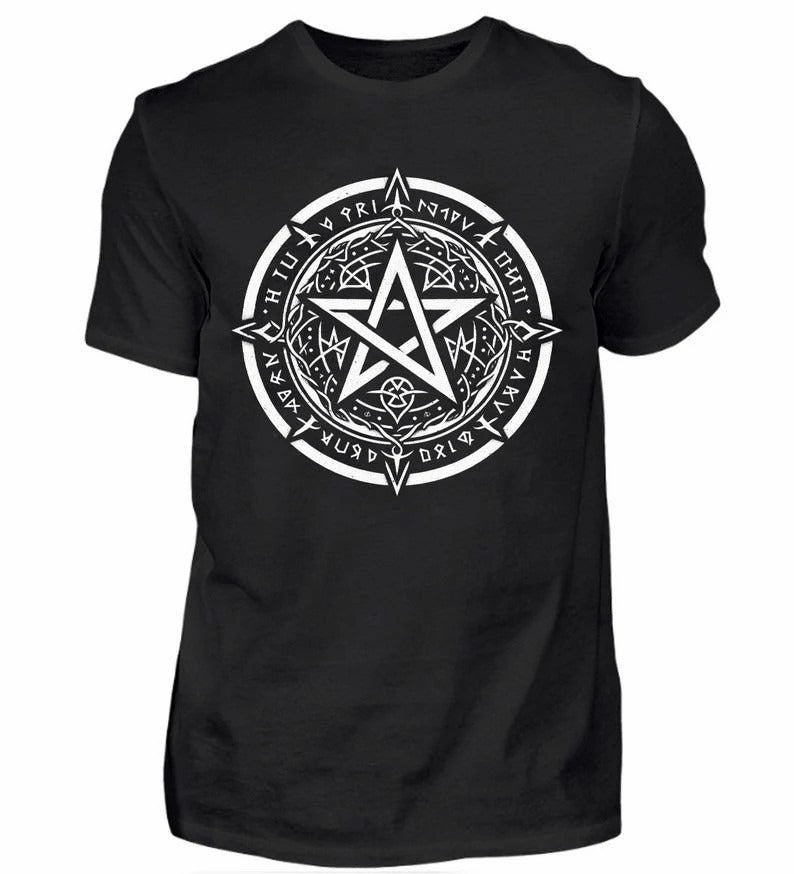 T-Shirt Pentagramm im Runenkranz