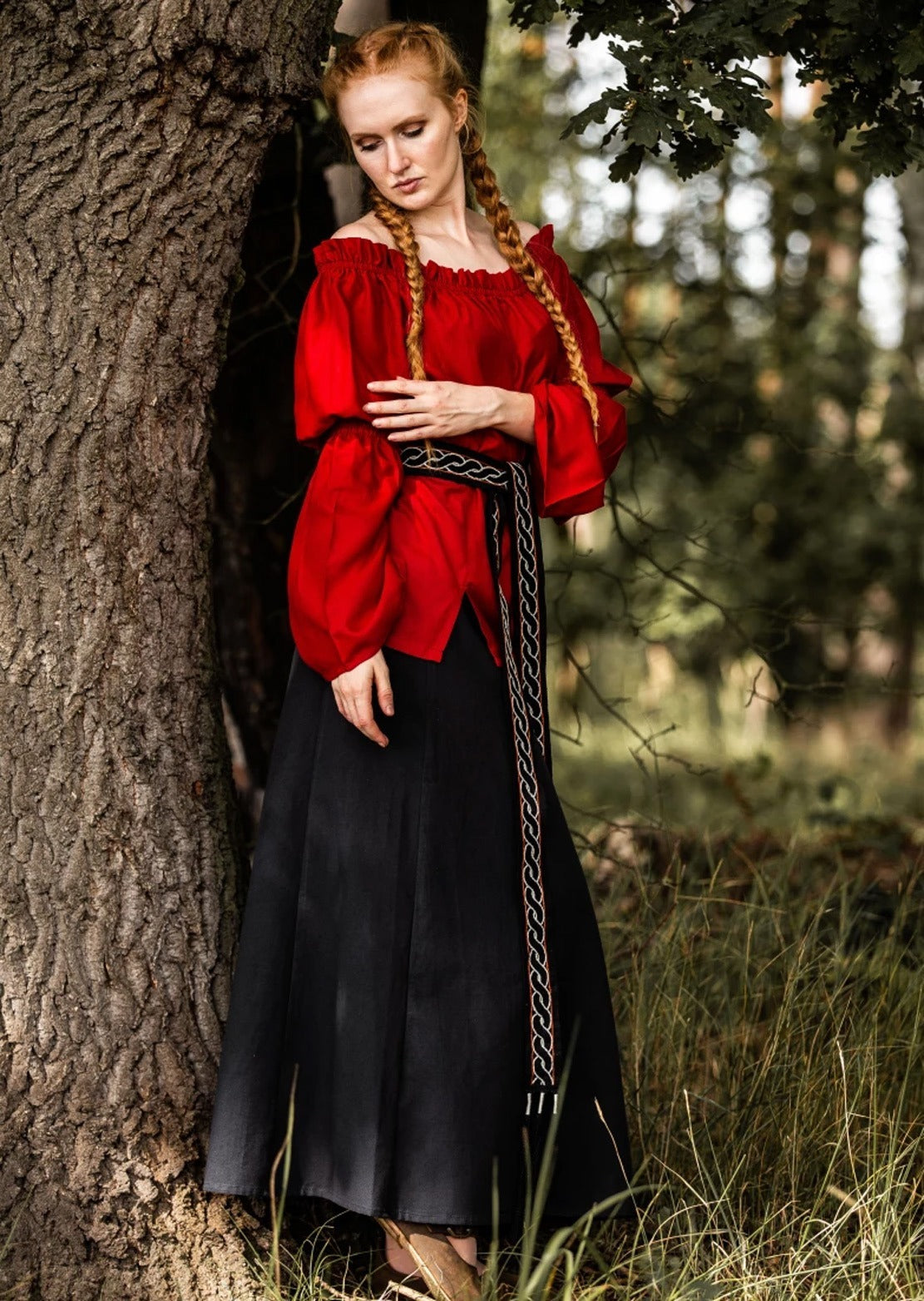 Klassische Mittelalterbluse Rot