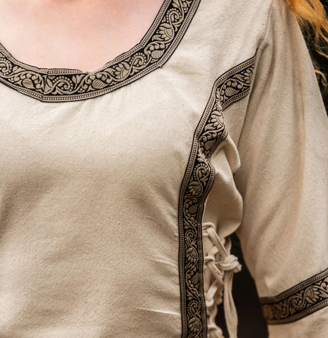 Mittelalter Baumwollkleid Natur