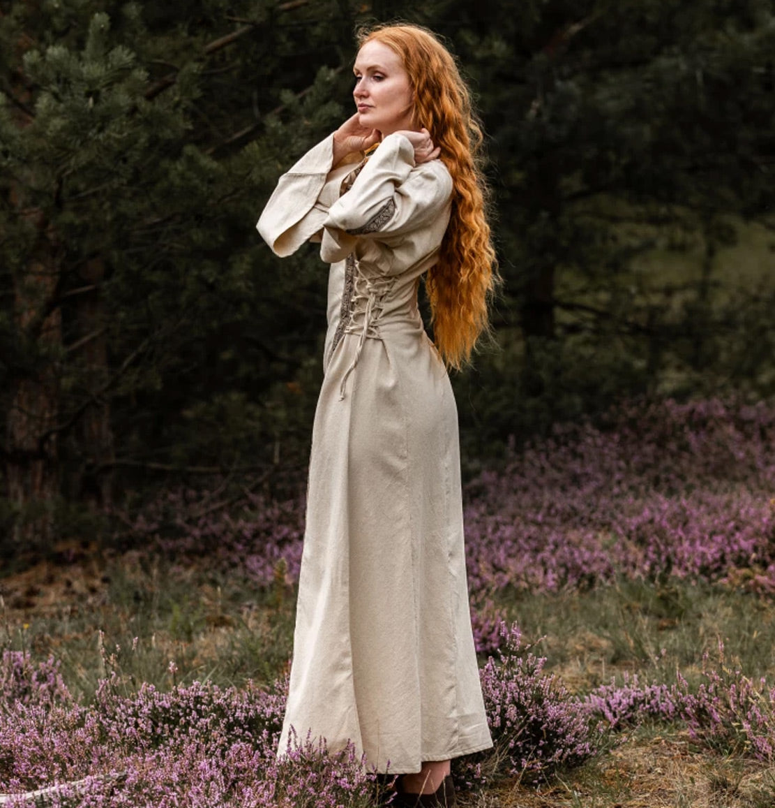Mittelalter Baumwollkleid Natur
