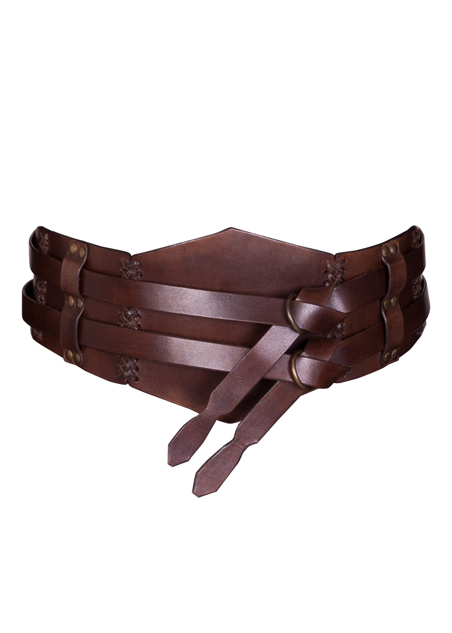 Breiter Ledergürtel, Doppelgürtel mit Flechtnaht, Unisex, schwarz oder braun