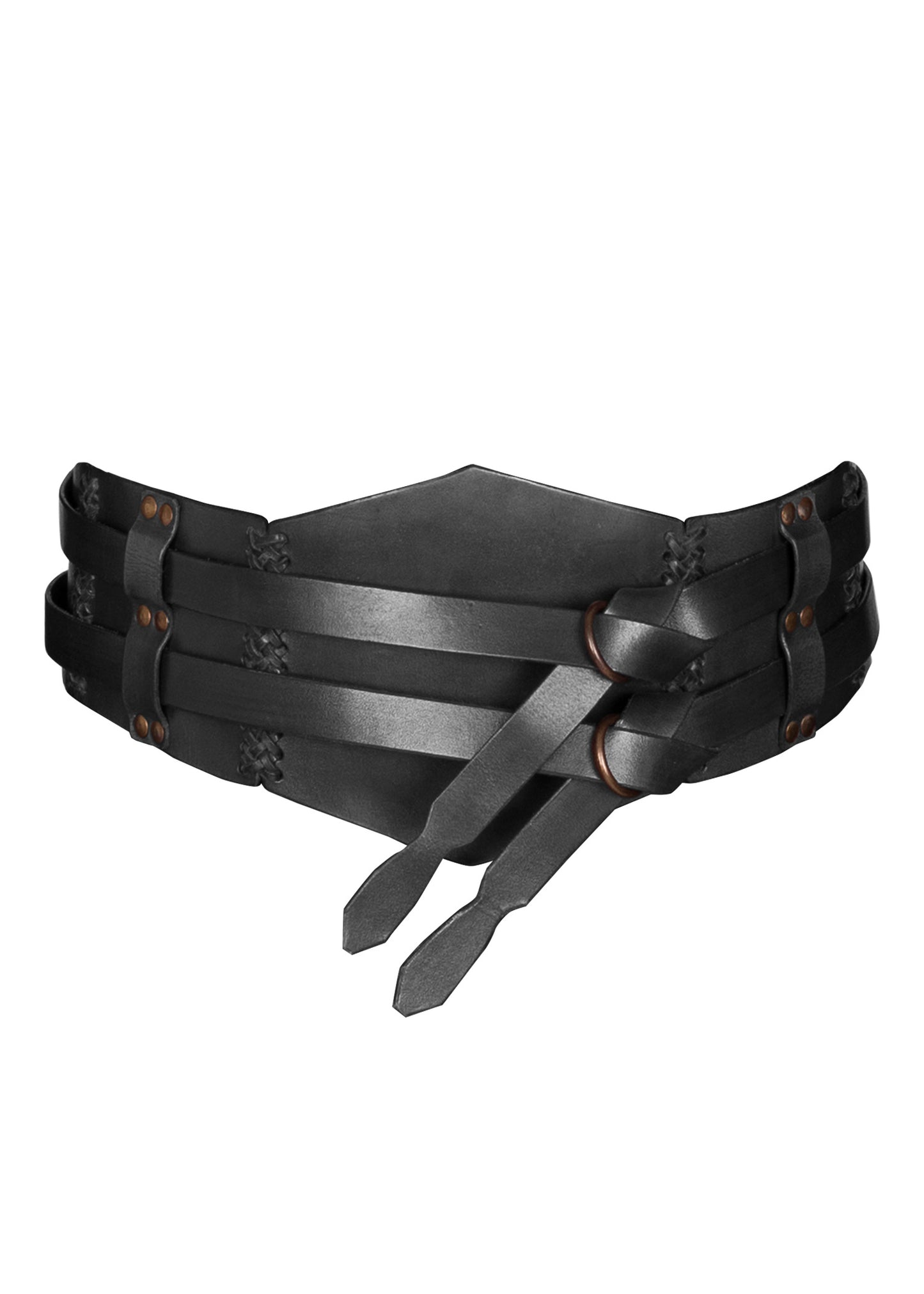 Breiter Ledergürtel, Doppelgürtel mit Flechtnaht, Unisex, schwarz oder braun