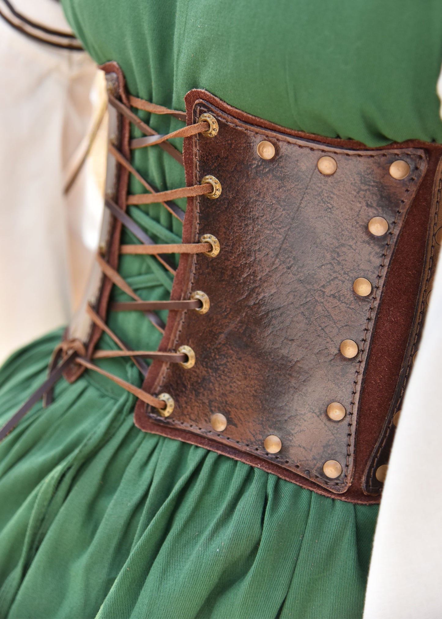 Unterbrust Corsage / Mieder aus Leder, mit Wildleder unterlegt in schwarz oder braun