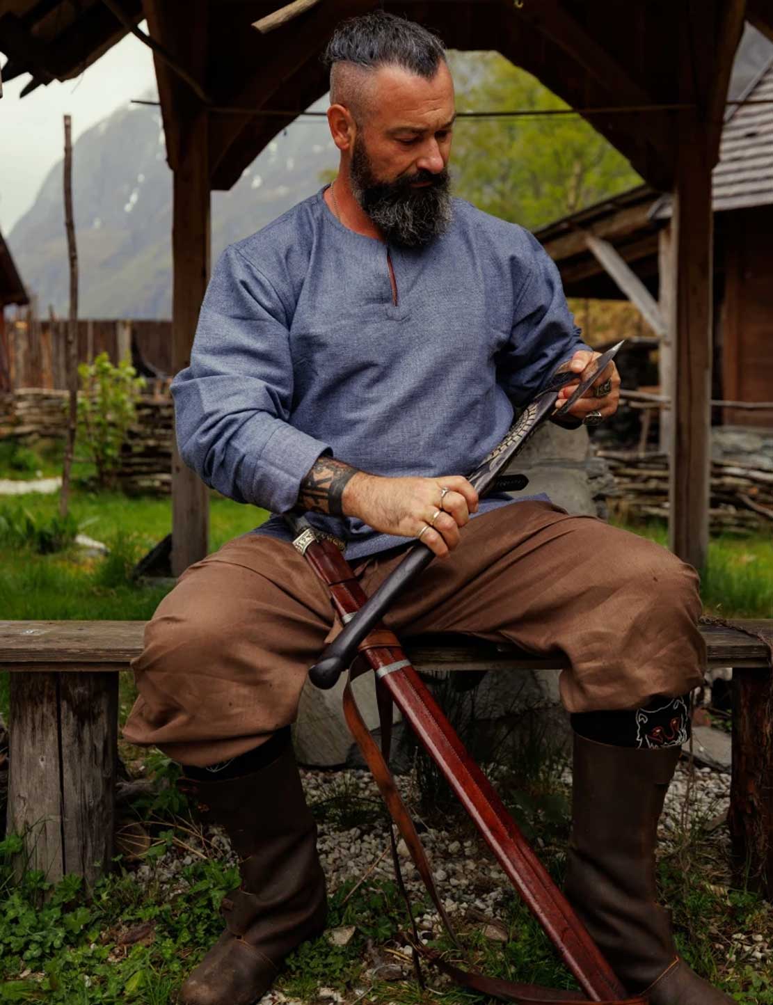 Wikinger Rushose Leinen Braun