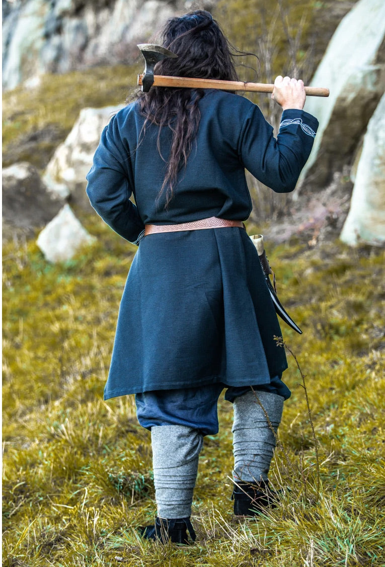 Wikinger Tunika mit Handstickerei Urnes-Stil Schwarz