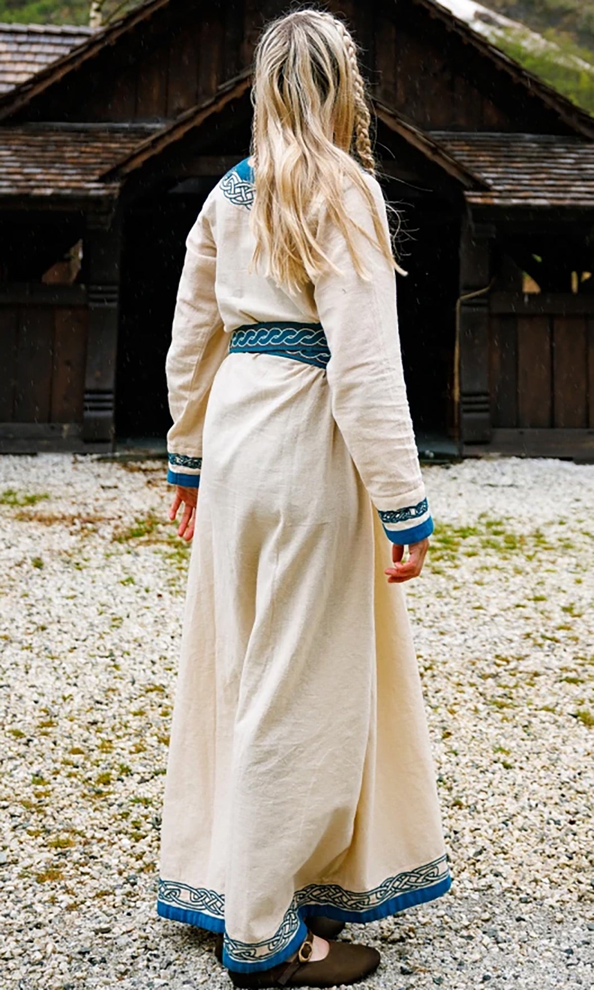 Wikinger Kleid Natur/Blau