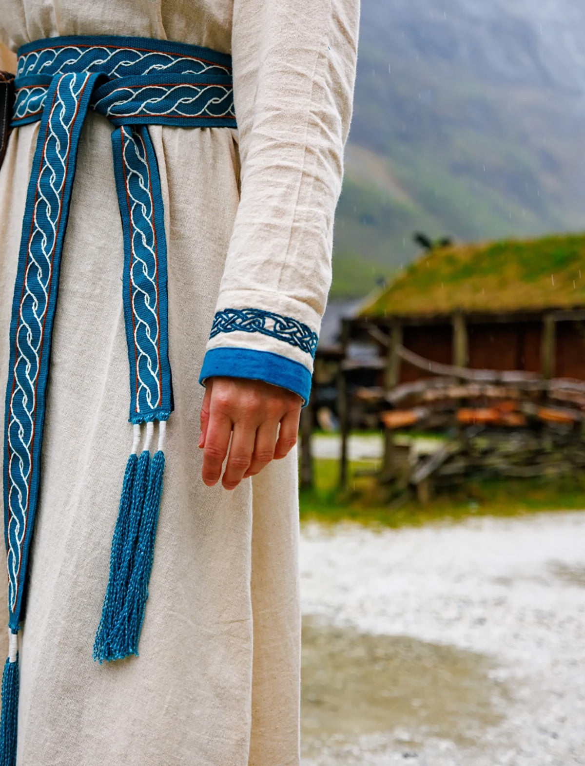 Wikinger Kleid Natur/Blau
