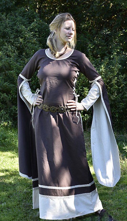 Mittelalterliches Kleid , braun/natur