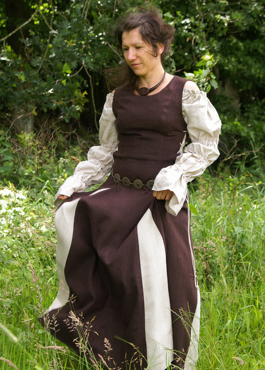 Mittelalterkleid aus Leinen, braun