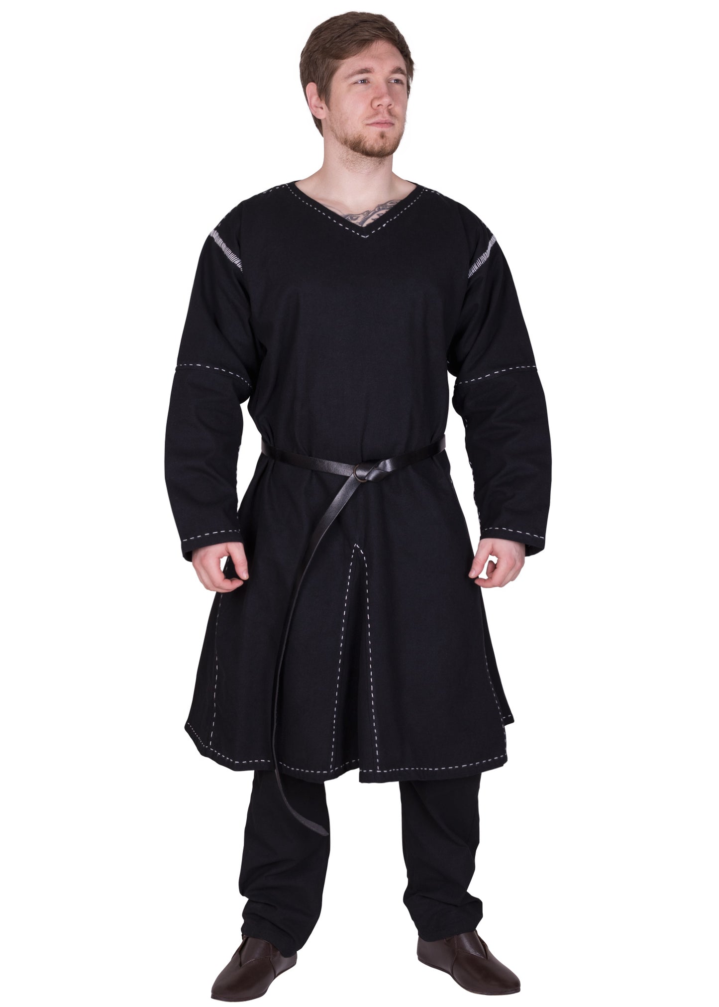 Mittelalter Kragelund Tunika, langarm schwarz