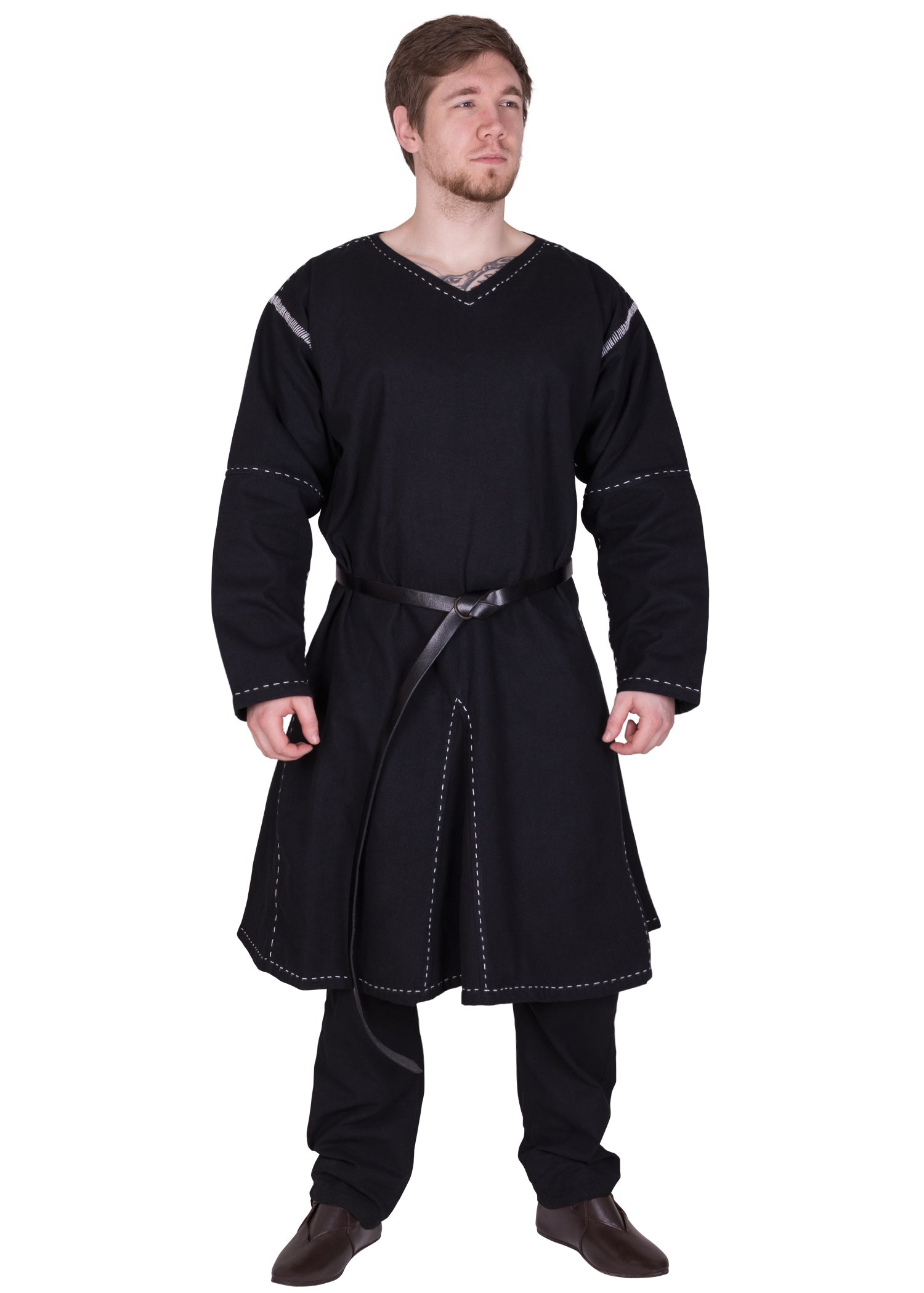 Mittelalter Kragelund Tunika, langarm schwarz