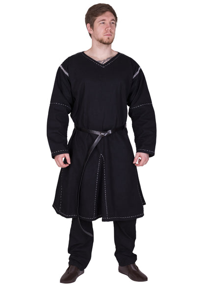 Mittelalter Kragelund Tunika, langarm schwarz