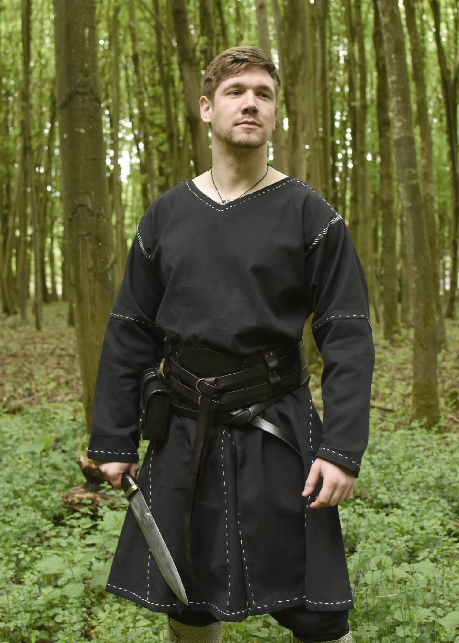 Mittelalter Kragelund Tunika, langarm schwarz