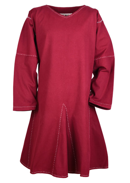 Mittelalter Kragelund Tunika, langarm, weinrot