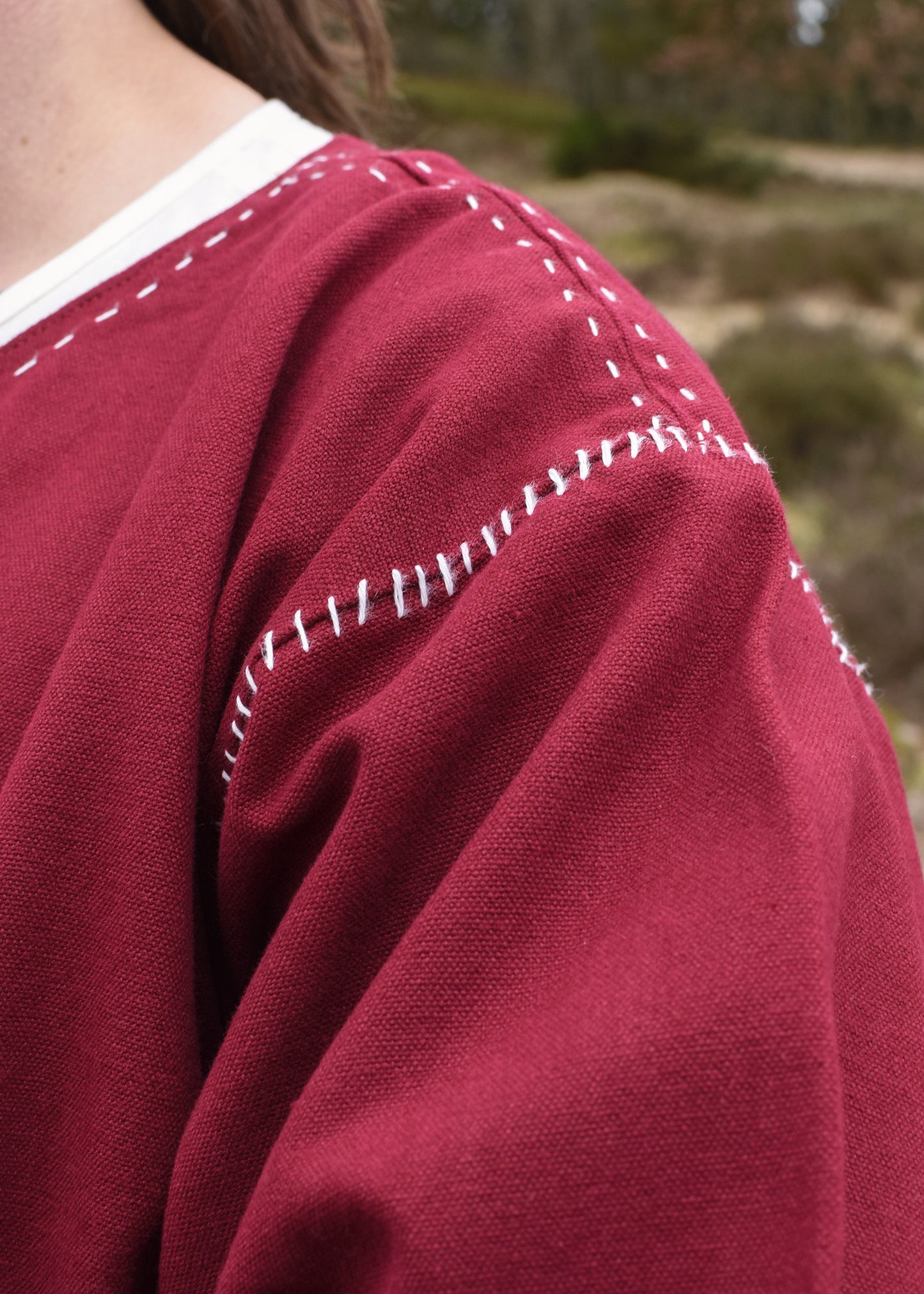 Mittelalter Kragelund Tunika, langarm, weinrot