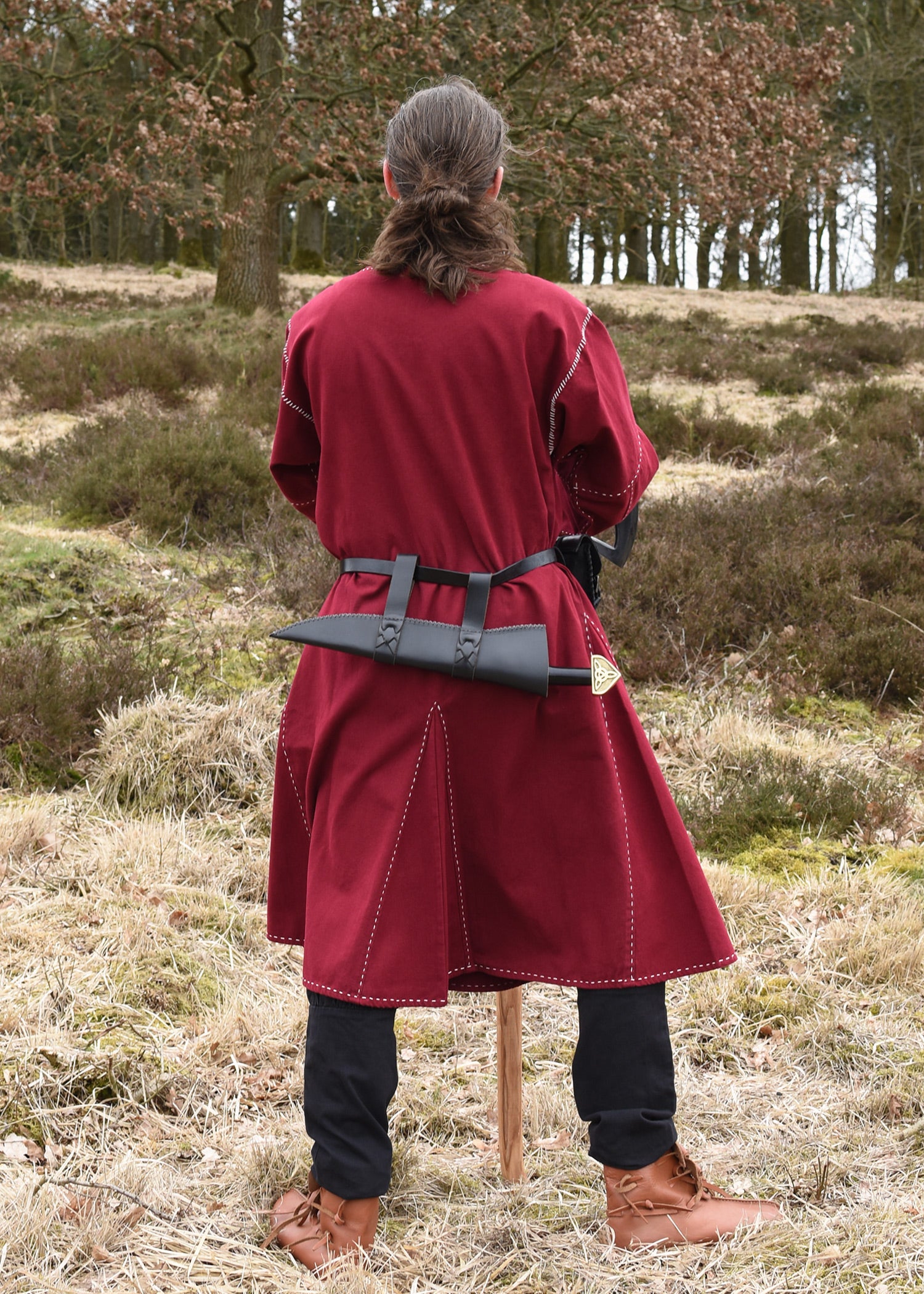 Mittelalter Kragelund Tunika, langarm, weinrot