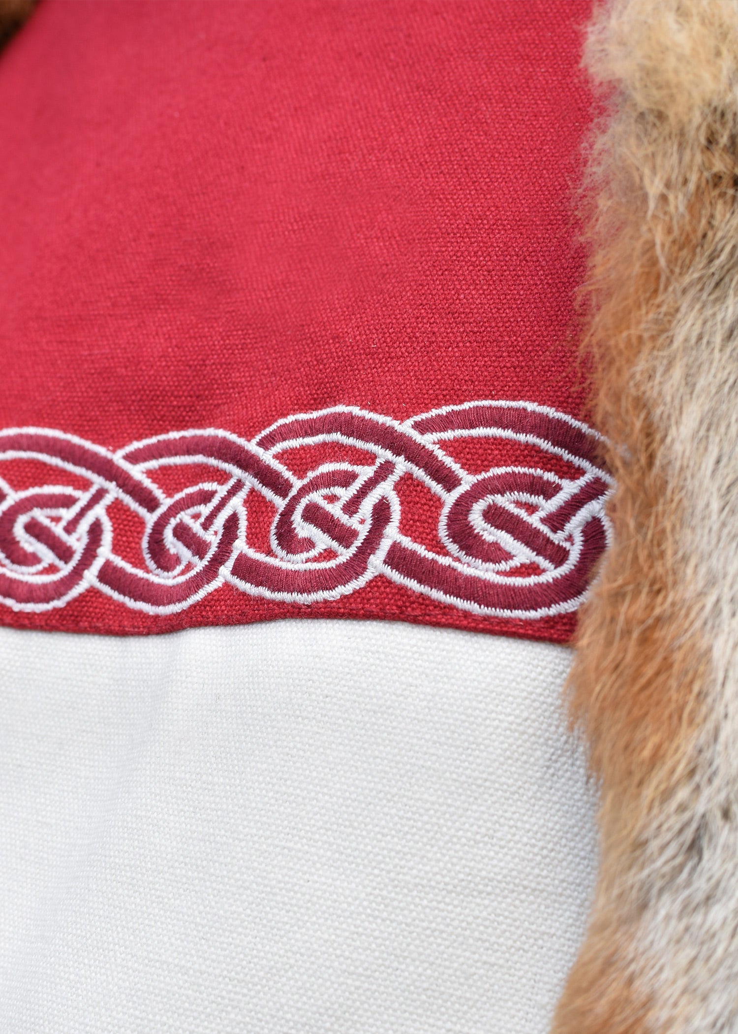Wikinger Tunika mit Stickerei, rot-natur