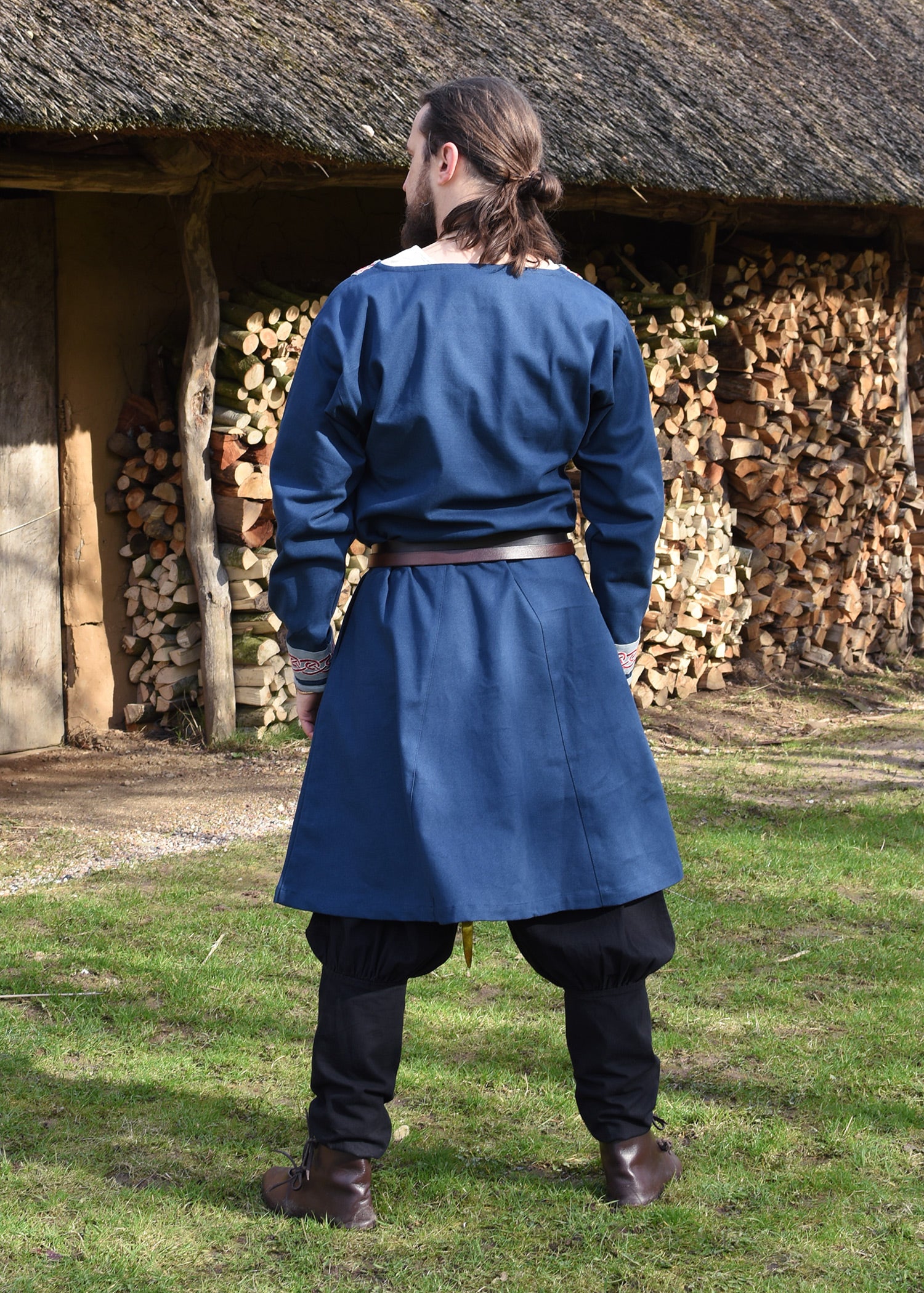 Wikinger Tunika mit Stickerei, blau