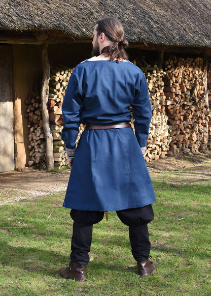 Wikinger Tunika mit Stickerei, blau