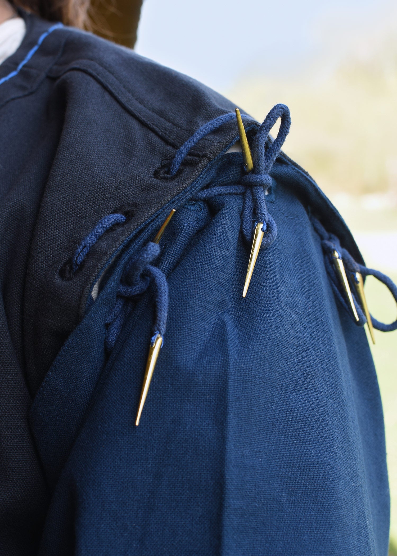 Mittelalter Tunika lang mit abnehmbaren Ärmeln, blau