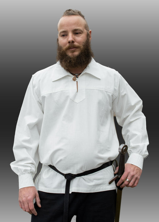 Mittelalter Hemd mit Kragen weis