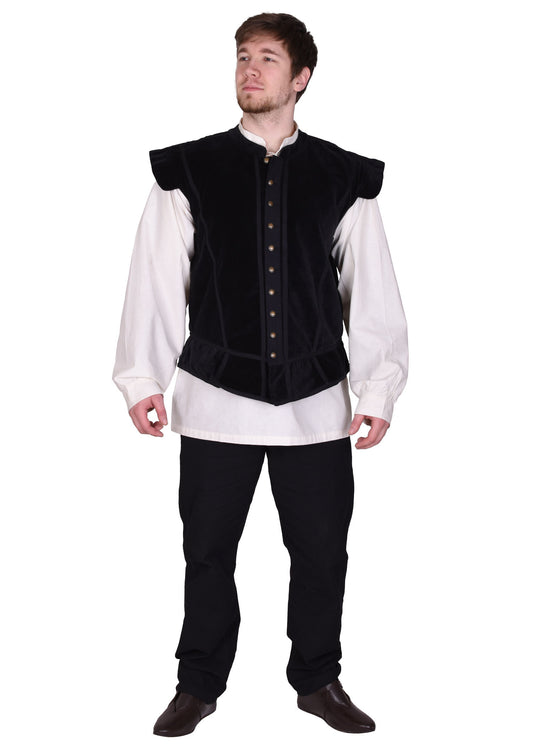 Samt Doublet mit Metallknöpfen, schwarz